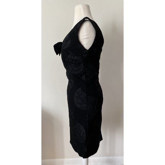 VTG Originals‎ by Mr Jed Womens Wiggle Dress Black Textured Leaf Bow Cocktail - Picture 7 of 11